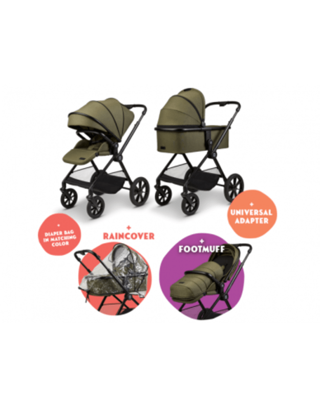 Universalus vežimėlis Moon CLICC 2IN1 Moss Melange 13