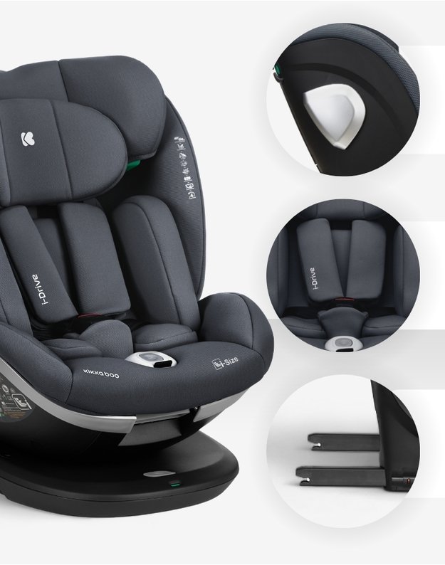 Automobilinė kėdutė Kikka Boo i-Drive Dark Grey – i-Size (40-150 cm)
