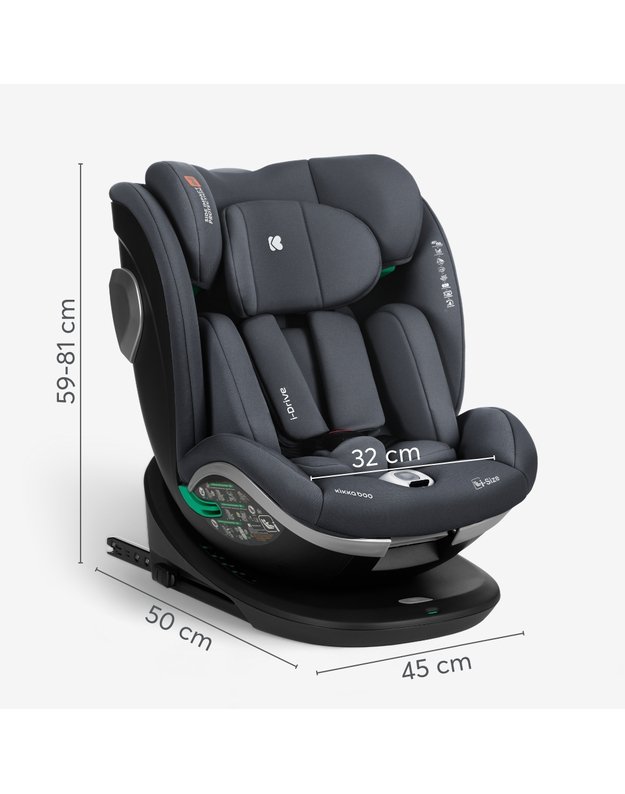 Automobilinė kėdutė Kikka Boo i-Drive Dark Grey – i-Size (40-150 cm)
