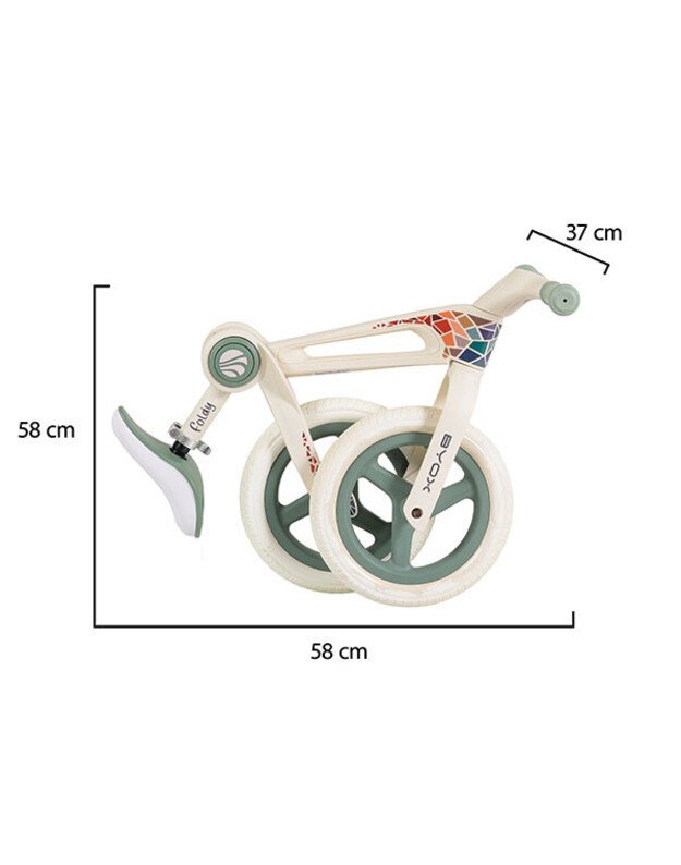 Sulankstomas balansinis dviratis BYOX Foldy Green 12” 3