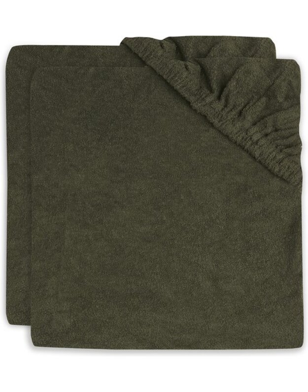 Jollein vystymo kilimėlio užvalkalai Terry Leaf Green 50x70 cm (2 vnt.) – minkšta medvilnė