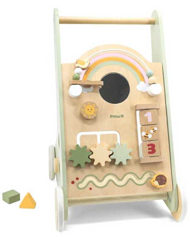 Edukacinis medinis stumdukas Viga Toys PolarB žalias – vaikštynė ir veiklos centras