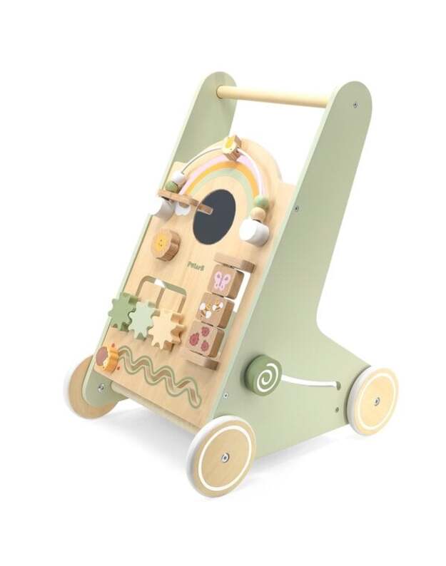 Edukacinis medinis stumdukas Viga Toys PolarB žalias – vaikštynė ir veiklos centras 1