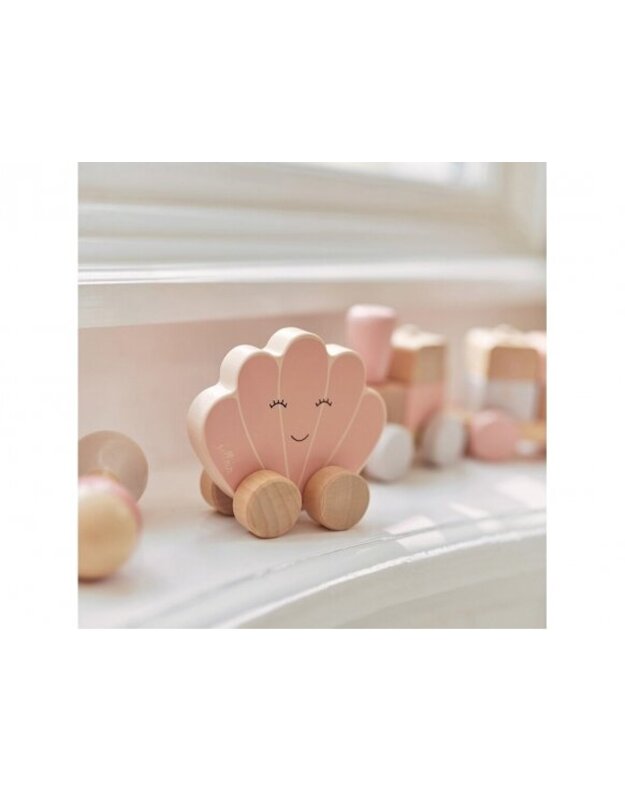 Jollein lavinamasis medinis automobilis "Jūrinė kriauklytė" Shell Pink