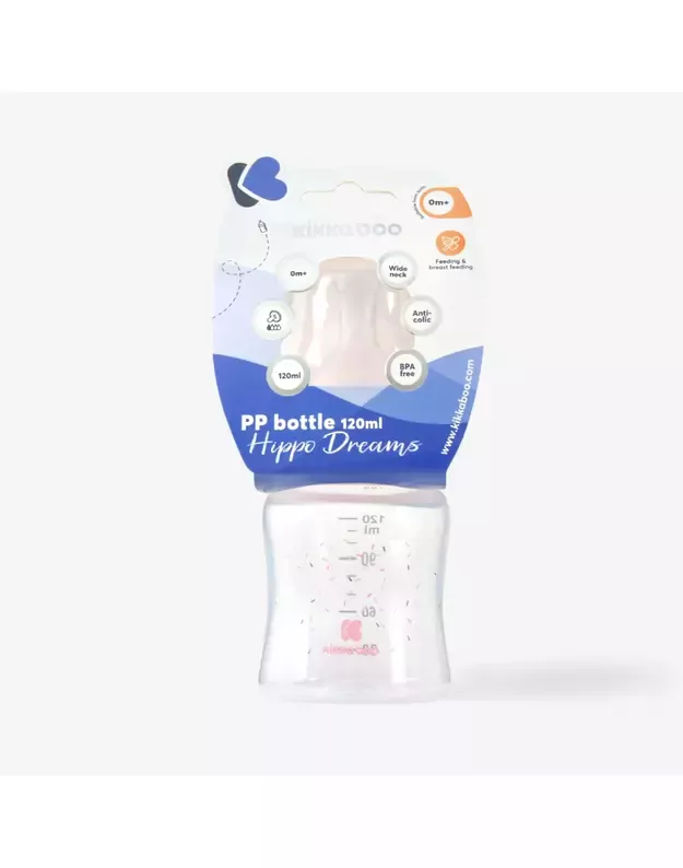 Hippo Dreams PP maitinimo buteliukas 120 ml Pink