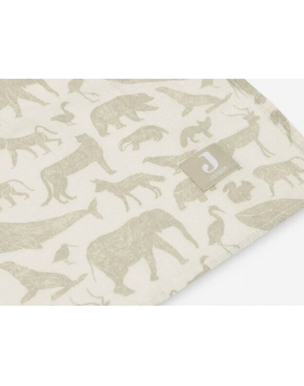 Jollein muslin cloth diaper set 115x115 Animals Olive Green 2pcs.