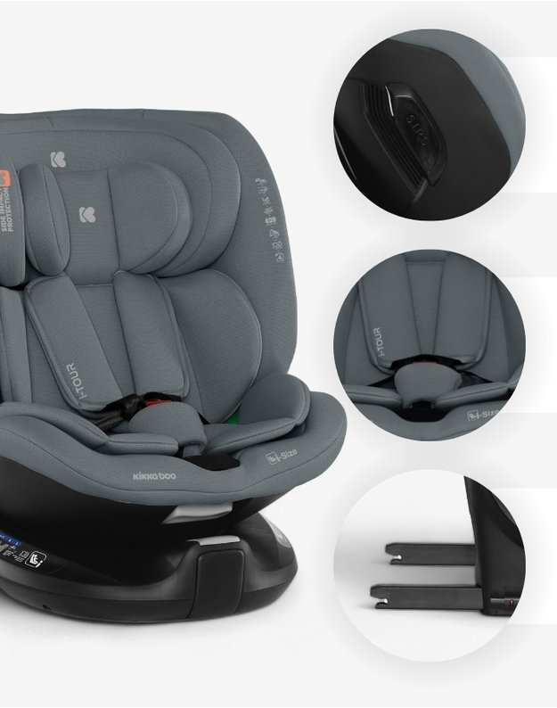 Kikka Boo i-Tour Black – i-Size automobilinė kėdutė (40-150 cm)