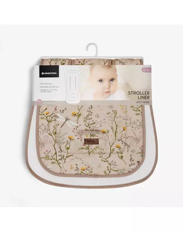KikkaBoo vežimėlio įklotas - Secret Garden Beige 