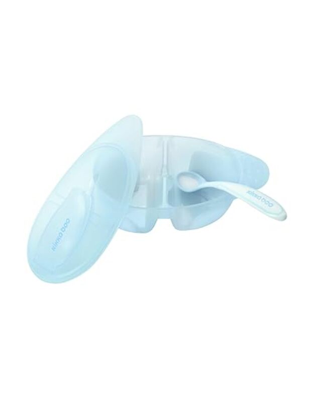 KikkaBoo „Tasty“ maisto dėžutė su dviem skyreliais ir įrankiu – Blue 2