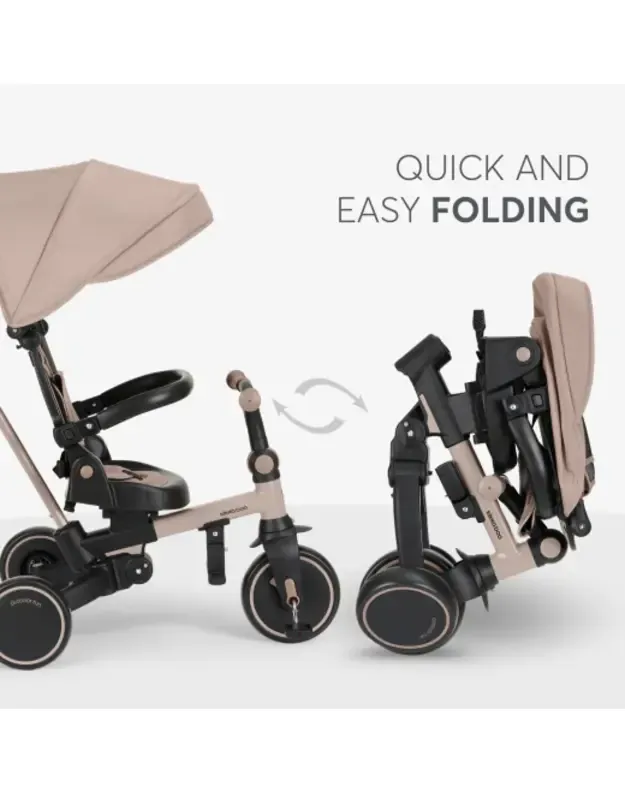 Triciklas 8-in-1 Aluma Beige – augantis vaikiškas triratukas su stūmimo rankena 4