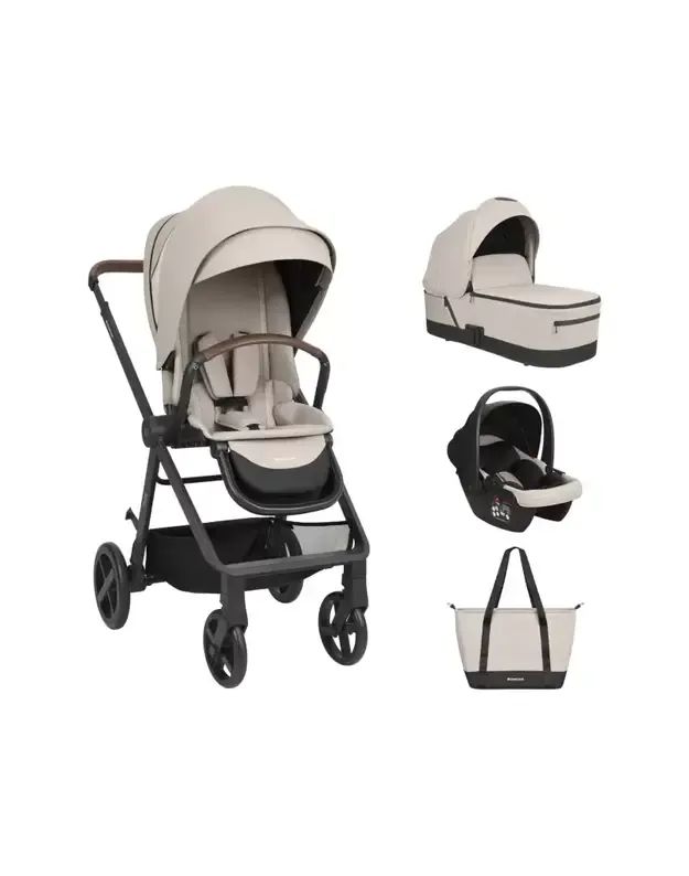 Vaikiškas vežimėlis 3in1  Mia Beige su lopšiu ir autokėdute 