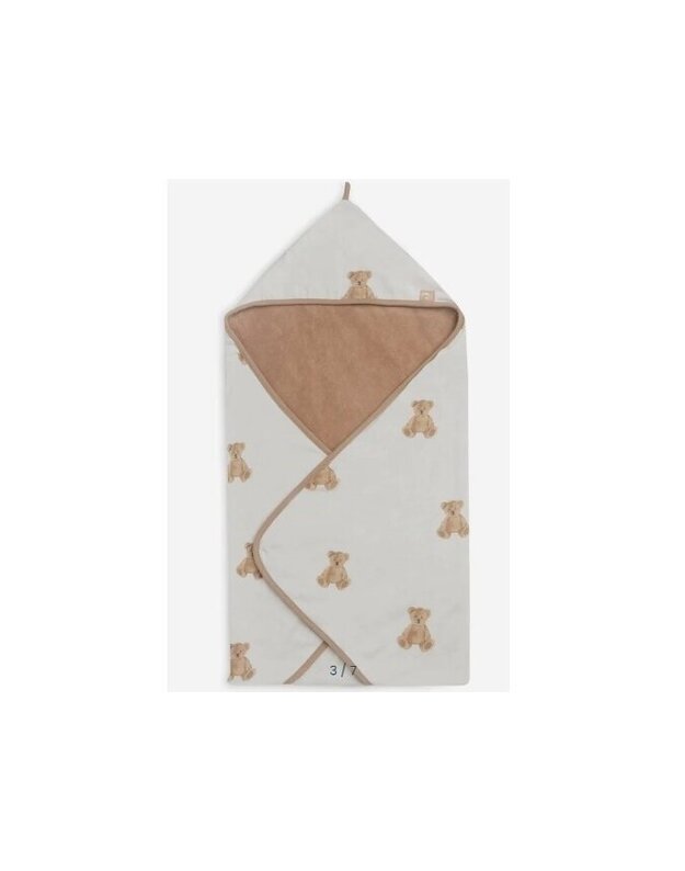 ollein terry towel with hood Teddy Bear GOTS 75x75 cm