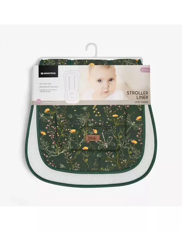 KikkaBoo vežimėlio įklotas - Secret Garden Green
