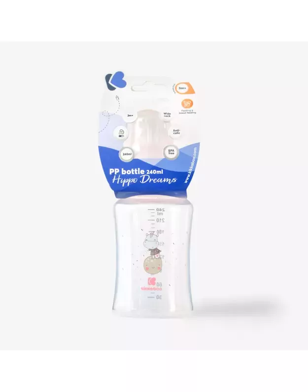 Hippo Dreams PP maitinimo buteliukas 240 ml Pink