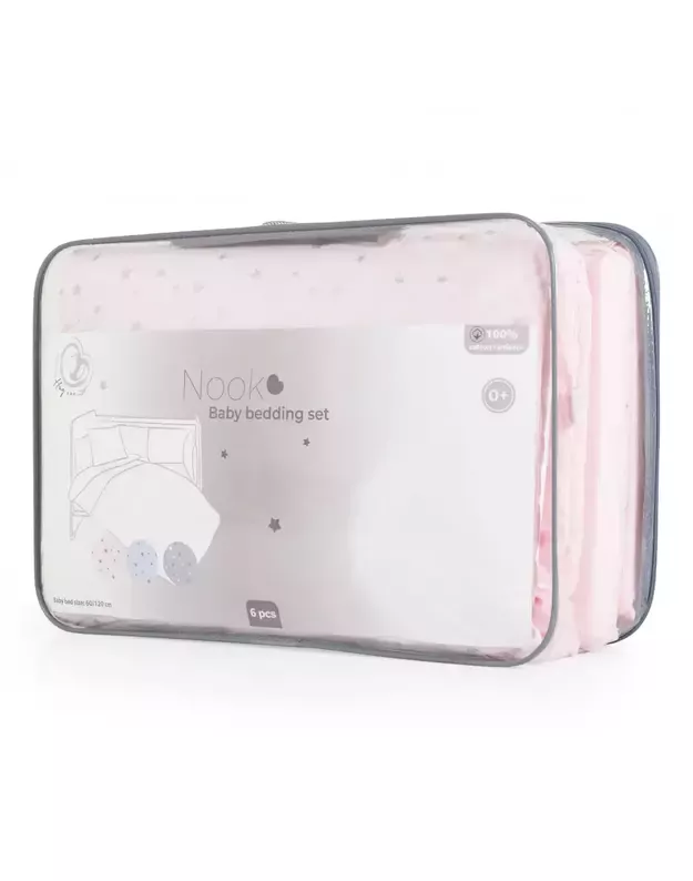 Kūdikių patalynės komplektas NOOK Pink Stars 6 dalių, 120x60 cm 2