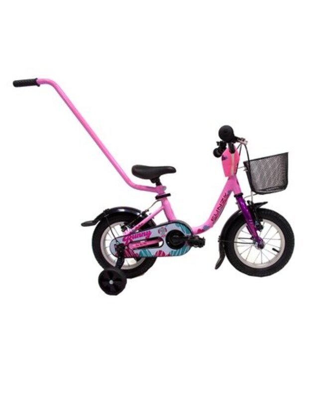 4KIDS Vaikiškas dviratis Funzy Bunny 12", plieninis, rožinis