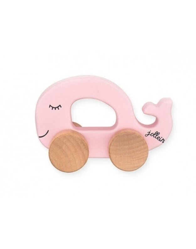 Jollein lavinamasis medinis automobilis "Banginis" Animal Pink