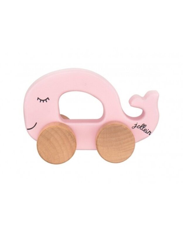 Jollein lavinamasis medinis automobilis "Banginis" Animal Pink