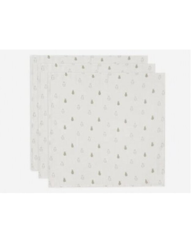 Jollein muslino audinio vystyklų rinkinys 70x70 Happy Miffy Olive Green 3vnt