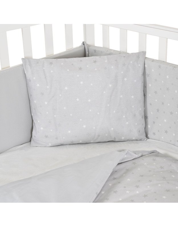 Kūdikio patalynės komplektas 6 dalių NOOK Grey Stars 120x60 1
