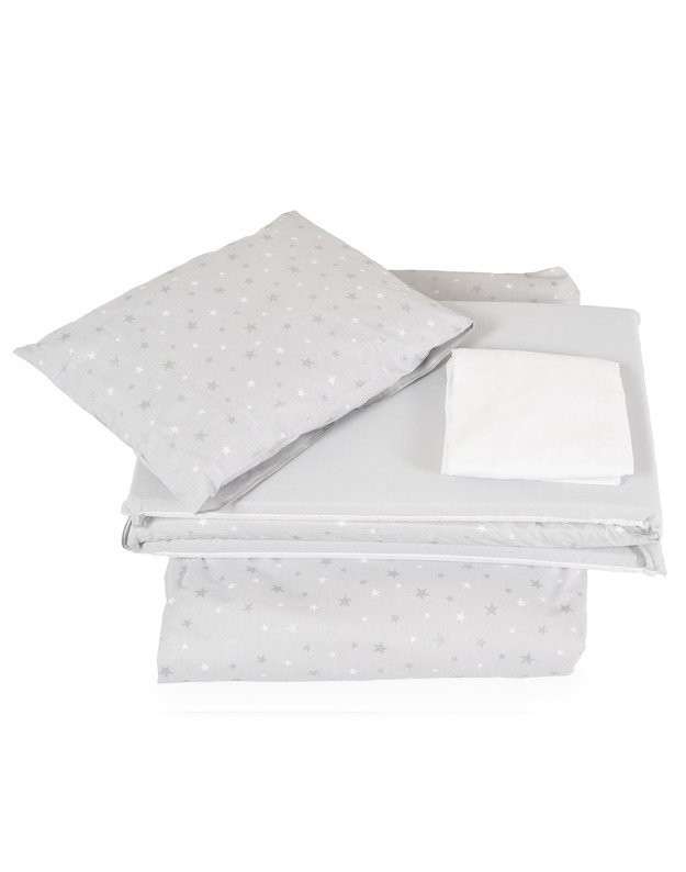 Kūdikio patalynės komplektas 6 dalių NOOK Grey Stars 120x60 2