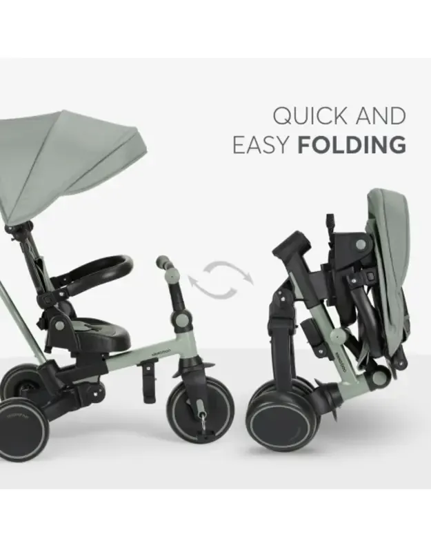 Triratukas 8in1 KikkaBoo Aluma Army Green – daugiafunkcis vaikiškas triratis 3