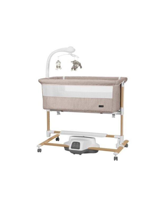 Carrello Bloom supamas lopšiukas Cream Beige Wooden – medinis lopšys kūdikiui