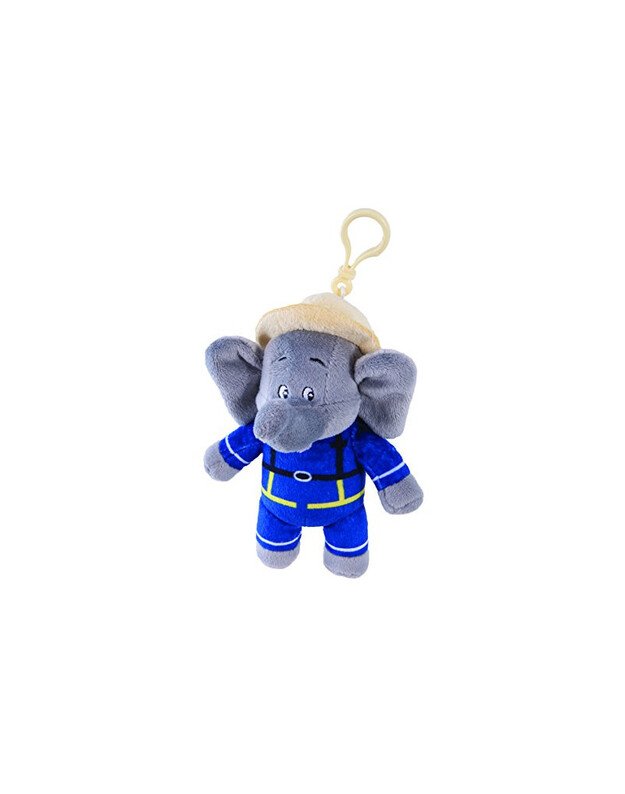 Jazwares Benjamin Blümchen Firefighter Plush Toy with Sound and Clip 15 cm