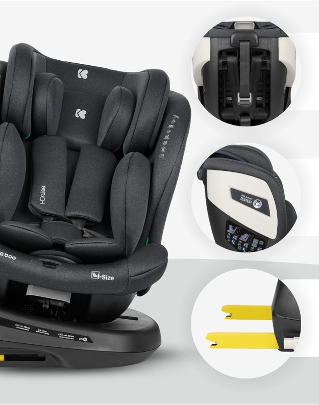 Automobilinė kėdutė  Kikka Boo i-Cruise Dark Grey – i-Size (40-150 cm)