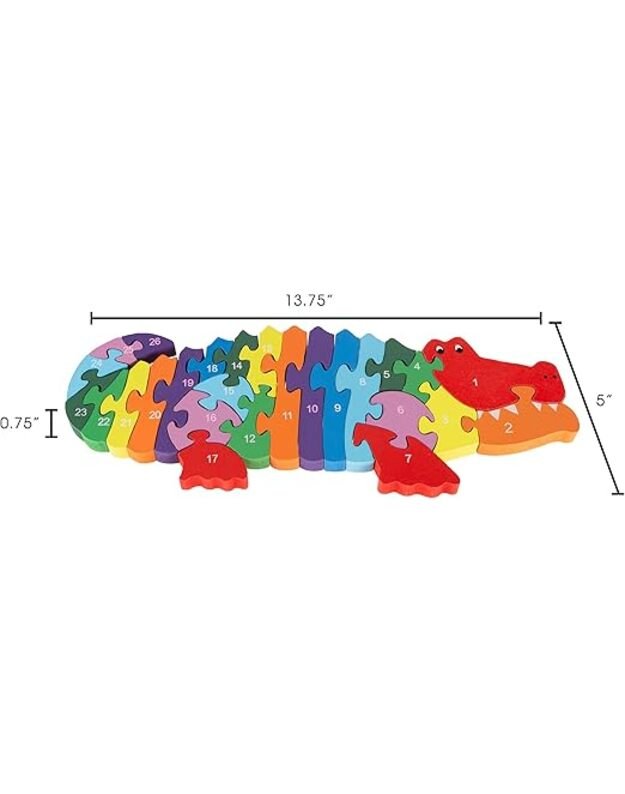 Medinė abėcėlės dėlionė Hey! Play! Alligator Puzzle – edukacinis žaislas vaikams 1