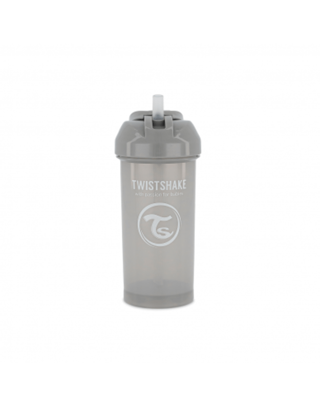 Twistshake pilkas buteliukas su šiaudeliu 360 ml nuo 6 mėn. 78680 1
