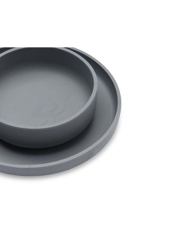 Jollein silikoninis vaikiškų indų rinkinys Storm Grey  2