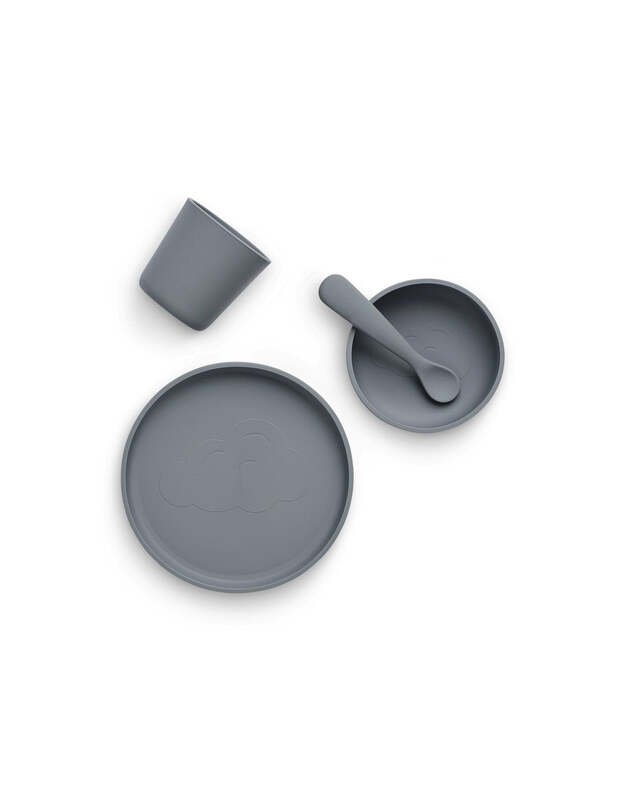 Jollein silikoninis vaikiškų indų rinkinys Storm Grey  1