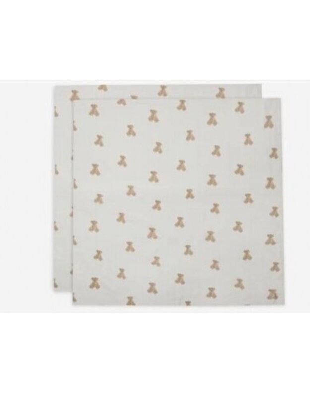 Jollein muslin cloth diaper set 115x115 Teddy Bear 2pcs.
