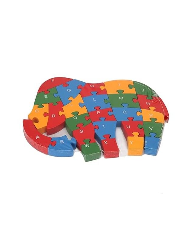 Medinė dėlionė Dramblys su raidėmis ir skaičiais