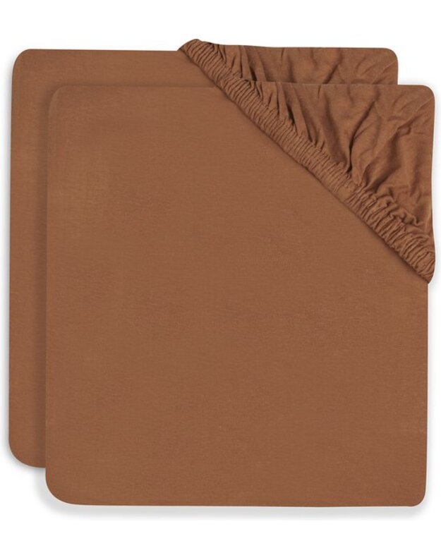 Jollein paklodės su guma lopšiui Jersey Caramel 40/50x80/90 cm (2 vnt.)