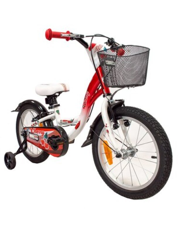 4KIDS Vaikiškas dviratis Cherry 16", plieninis, raudonas / baltas 1