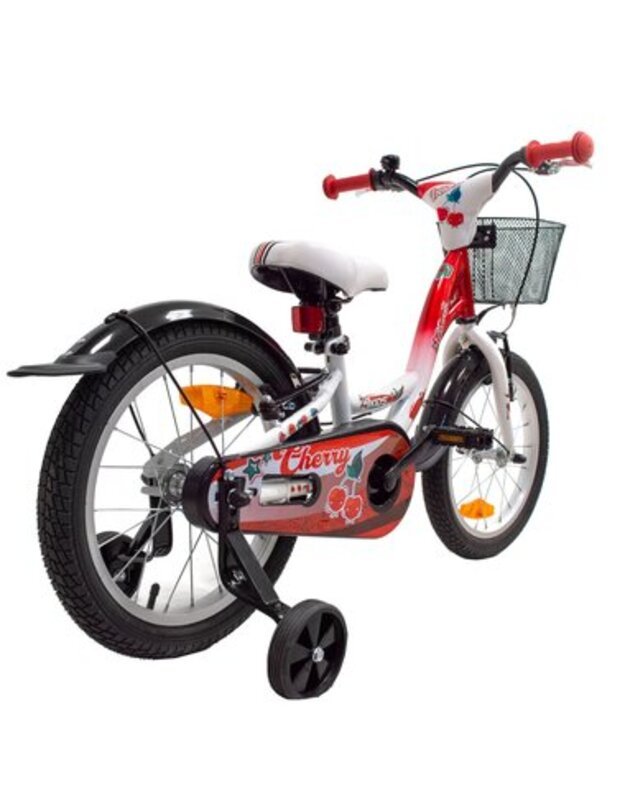 4KIDS Vaikiškas dviratis Cherry 16", plieninis, raudonas / baltas 2