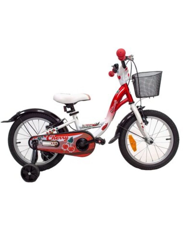 4KIDS Vaikiškas dviratis Cherry 16", plieninis, raudonas / baltas