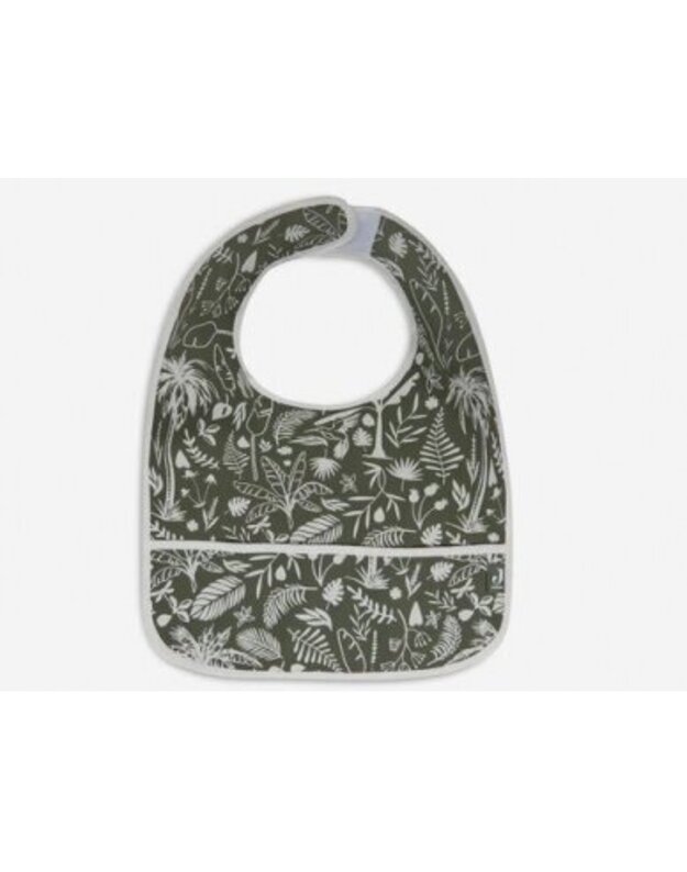 Jollein neperšlampamas seilinukas Bib su kišene Botanical Leaf Green 2vnt 1
