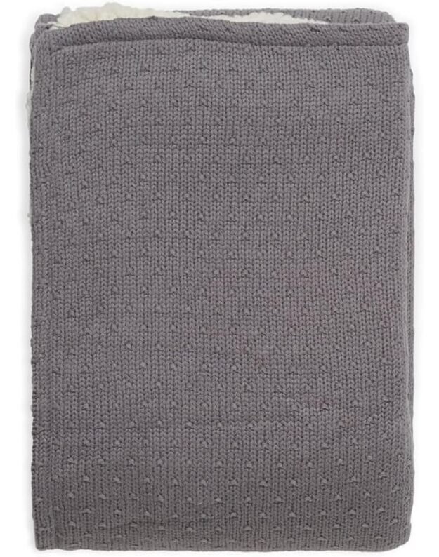 Jollein megztas pledas su Teddy pamušalu Bliss Knit Grey 100x150 cm