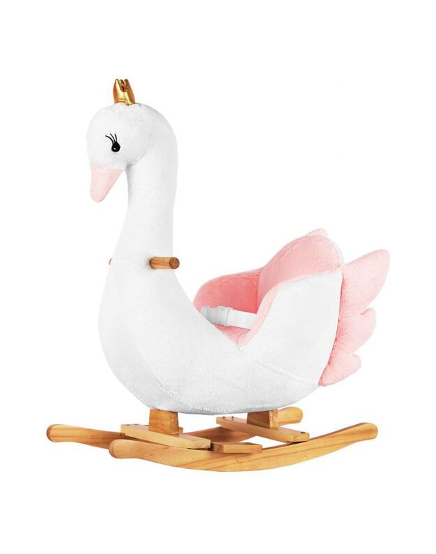KikkaBoo supamas žaislas Gulbė balta – su sėdyne, medinėmis rankenomis, nuo 12 mėn.