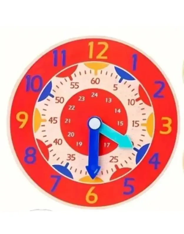 Medinis mokomasis laikrodis vaikams (įvairios spalvos)