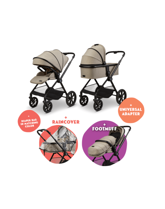 Universalus vežimėlis Moon CLICC 2IN1 Mud Melange 12