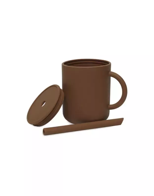 Jollein silikoninis gėrimo puodelis su šiaudeliu Caramel 1