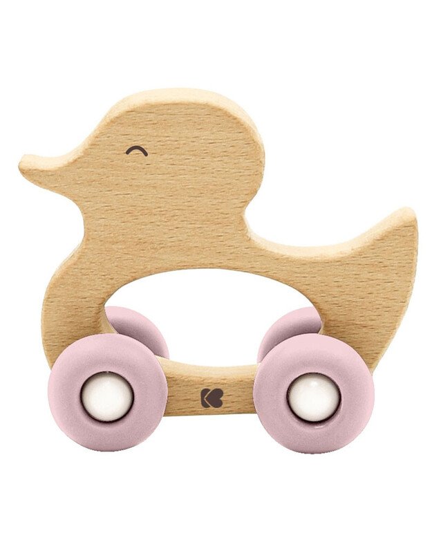 Medinis žaislas su kramtuku KikkaBoo Duck Pink