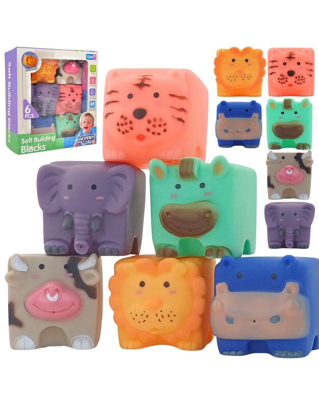 Woopie Baby Sensorinė gyvūnų dėlionė su garsais – 6 dalių edukacinis žaislas