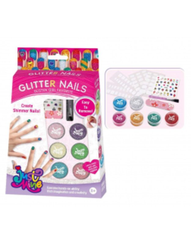 Vaikiškas nagų dekoravimo rinkinys su blizgučiais – kūrybinė grožio studija