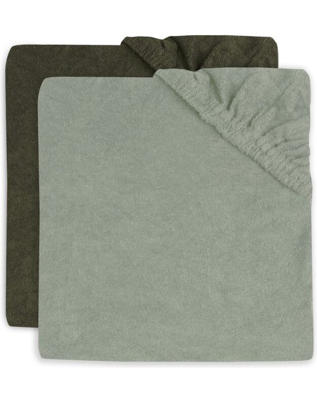 Jollein vystymo čiužinio užvalkalai Terry 50x70 cm Ash Green / Leaf Green (2 vnt.)