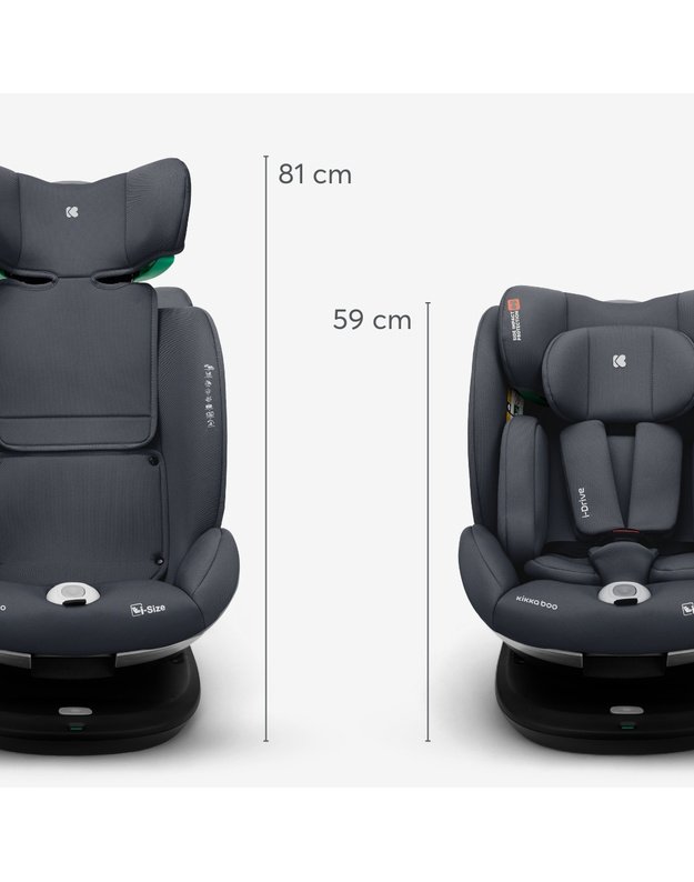 Automobilinė kėdutė Kikka Boo i-Drive Dark Grey &ndash; i-Size (40-150 cm)